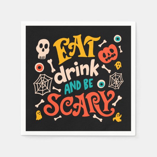 Halloween trinken und Beängstigende moderne Schrif Serviette (Vorderseite)