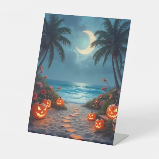 Halloween-tropischer Strand Sockelschild (Vorderseite)