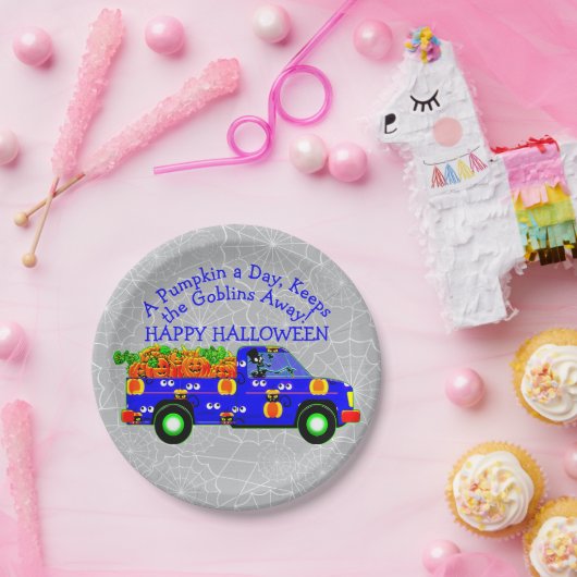 Halloween Truck Pumpkin Day Behalte Goblins Away 7 Pappteller (Party)
