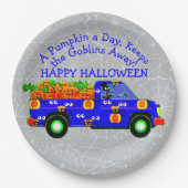 Halloween Truck Pumpkin Day Behalte Goblins Away 9 Pappteller (Vorderseite)