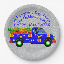 Halloween Truck Pumpkin Day Behalte Goblins Away 9 Pappteller