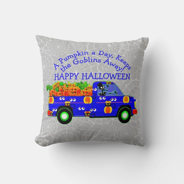 Halloween Truck Pumpkin Day Behalte Goblins weg Kissen (Vorderseite)