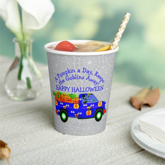 Halloween Truck Pumpkin Day Behalte Goblins weg Pappbecher (In Situ)