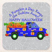 Halloween Truck Pumpkin Day Behalte Goblins weg Rechteckiger Pappuntersetzer (Vorderseite)