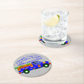 Halloween Truck Pumpkin Day Behalte Goblins weg Runder Pappuntersetzer (Vor Ort)