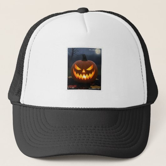 Halloween Trucker Hat, spukhafter Kürbis Truckerkappe (Vorderseite)