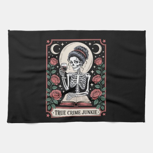 Halloween True Crime Junkie Tarot Card Geschirrtuch (Horizontal)