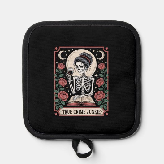 Halloween True Crime Junkie Tarot Card Topflappen (Vorderseite)