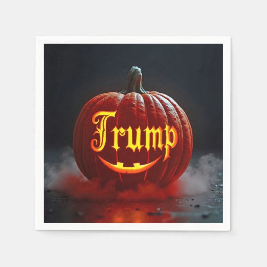 Halloween Trump Jack-o-lantern in Nebel Serviette (Vorderseite)
