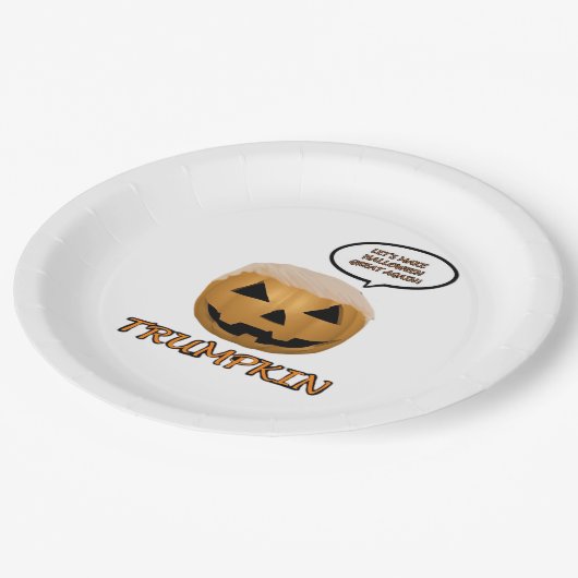 Halloween Trumpkin Angepasst Pappteller (Schrägansicht)