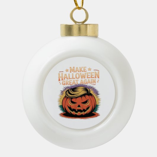 Halloween Trumpkin Design Keramik Kugel-Ornament (Vorderseite)