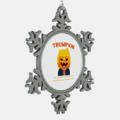 Halloween Trumpkin Funny Pumpkin Halloween Schneeflocken Zinn-Ornament (Links)
