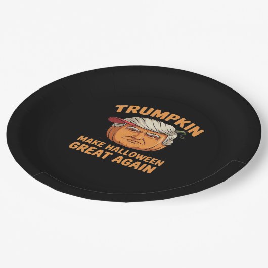 Halloween Trumpkin Halloween Great Again Funn Pappteller (Schrägansicht)