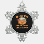 Halloween Trumpkin Halloween Great Again Funn Schneeflocken Zinn-Ornament (Vorderseite)
