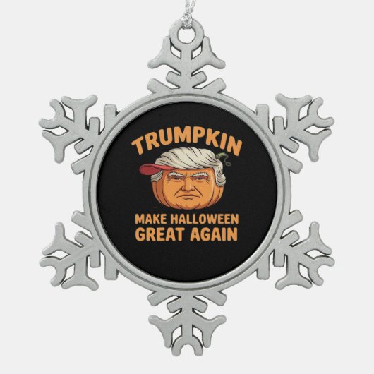 Halloween Trumpkin Halloween Great Again Funn Schneeflocken Zinn-Ornament (Vorderseite)