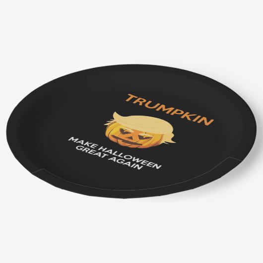 Halloween Trumpkin V4 Pappteller (Schrägansicht)