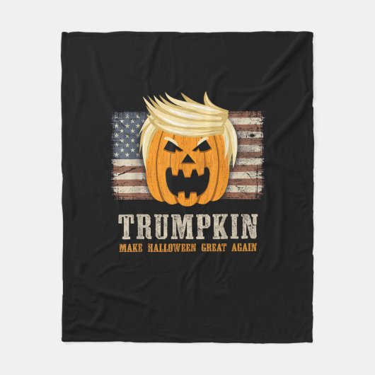 Halloween Trumpkin Vintage Fahne Fleecedecke (Vorderseite)
