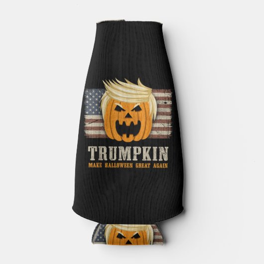 Halloween Trumpkin Vintage US-Flag Flaschenkühler (Vorderseite)
