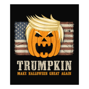 Halloween Trumpkin Vintage US-Flag Fotodruck