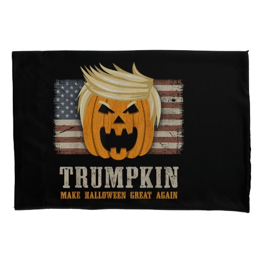 Halloween Trumpkin Vintage US-Flag Kissenbezug (Vorderseite)