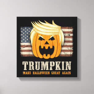 Halloween Trumpkin Vintage US-Flag Leinwanddruck