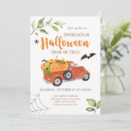 Halloween Trunk oder Leckerei Einladung (Stehend Vorderseite)
