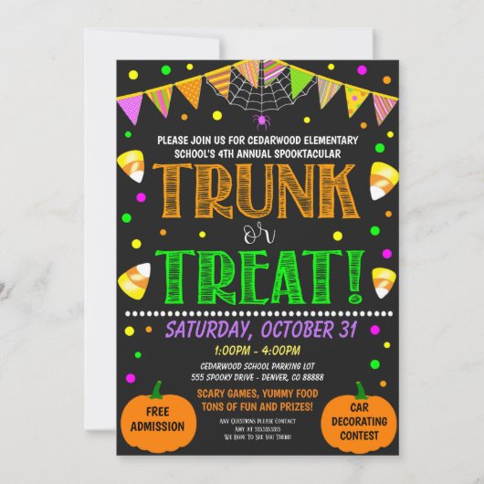 Halloween Trunk oder Leckerei Einladung (Vorderseite)