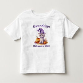 Halloween Tshirt Niedlich Lila Kitten Hexenhut