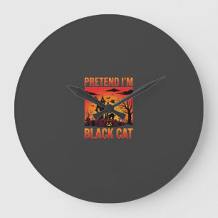 Halloween Tun Sie so, als ob ich eine schwarze Kat Große Wanduhr