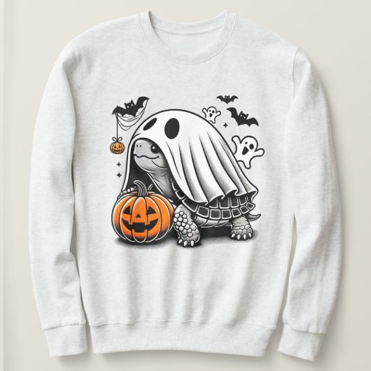 Halloween Turtle Ghost Pumpkin Terrapin Tortoise Sweatshirt (Design vorne)
