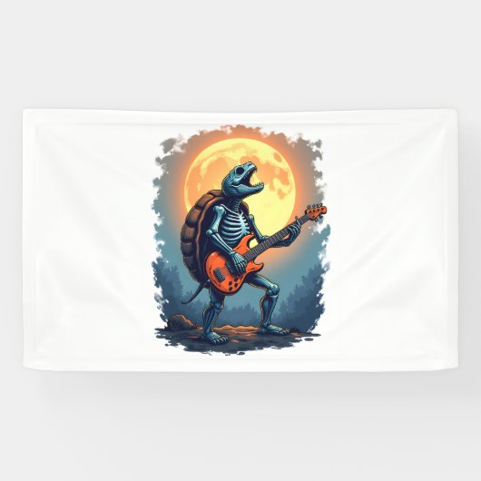 Halloween Turtle Skeleton Rocker T-Shirt für Music Banner (Horizontal)