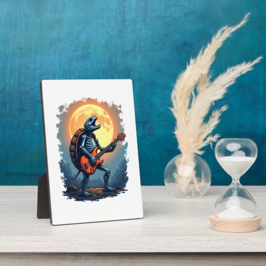 Halloween Turtle Skeleton Rocker T-Shirt für Music Fotoplatte (Seite)