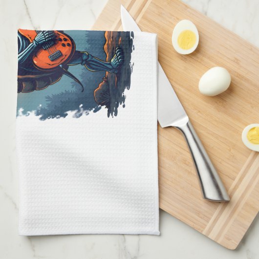 Halloween Turtle Skeleton Rocker T-Shirt für Music Geschirrtuch (Viertel Falte)