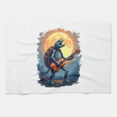 Halloween Turtle Skeleton Rocker T-Shirt für Music Geschirrtuch (Horizontal)