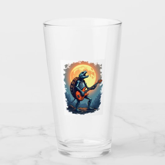 Halloween Turtle Skeleton Rocker T-Shirt für Music Glas (Vorderseite)