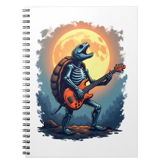 Halloween Turtle Skeleton Rocker T-Shirt für Music Notizblock (Vorderseite)