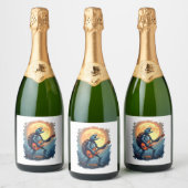 Halloween Turtle Skeleton Rocker T-Shirt für Music Schaumweinetikett (Flaschen)