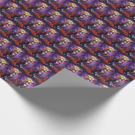 Halloween Tuxedo Cat Vampire Pumpkins Beängstigend Geschenkpapier (Ecke)