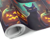 Halloween Tuxedo Katze mit Pumpkins Beängstigend Geschenkpapier (Rolleneckpunkt)