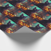 Halloween Tuxedo Katze mit Pumpkins Beängstigend Geschenkpapier (Ecke)