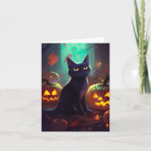 Halloween Tuxedo Katze mit Pumpkins Beängstigend Karte (Vorderseite)