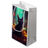 Halloween Tuxedo Katze mit Pumpkins Beängstigend Kleine Geschenktüte (Rückseite Schrägansicht)
