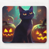Halloween Tuxedo Katze mit Pumpkins Beängstigend Mousepad (Vorne)