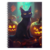 Halloween Tuxedo Katze mit Pumpkins Beängstigend Notizblock (Vorderseite)