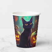 Halloween Tuxedo Katze mit Pumpkins Beängstigend Pappbecher (Rückseite)