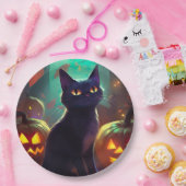 Halloween Tuxedo Katze mit Pumpkins Beängstigend Pappteller (Party)