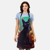Halloween Tuxedo Katze mit Pumpkins Beängstigend Schürze (Getragen)