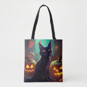 Halloween Tuxedo Katze mit Pumpkins Beängstigend Tasche (Vorderseite)