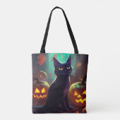 Halloween Tuxedo Katze mit Pumpkins Beängstigend Tasche (Rückseite)