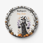 Halloween Twins Baby Shower Plate - Schwangere Hex Pappteller (Vorderseite)